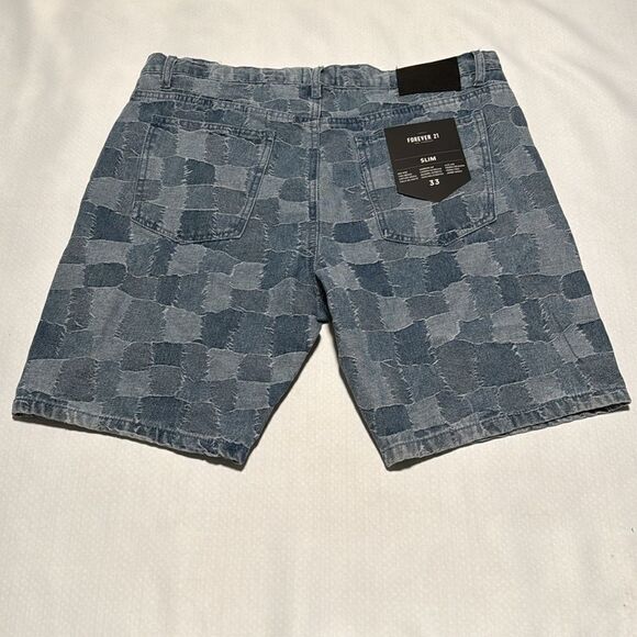 Plaid Jean Shorts Mens 33 - Picture 2 of 4